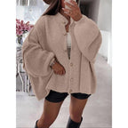 Women's Solid Color Button Cable Knit Cardigan Long Sleeve Open Front Outerwear for Fall and Winter Daily Wear