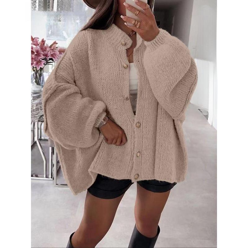 Women's Solid Color Button Cable Knit Cardigan Long Sleeve Open Front Outerwear for Fall and Winter Daily Wear