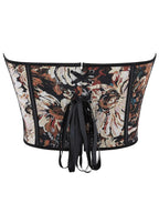 Women's Floral Print Shapewear Tops, Fashionable Lace Up Closure Corset, Tummy Control Shaper for Women