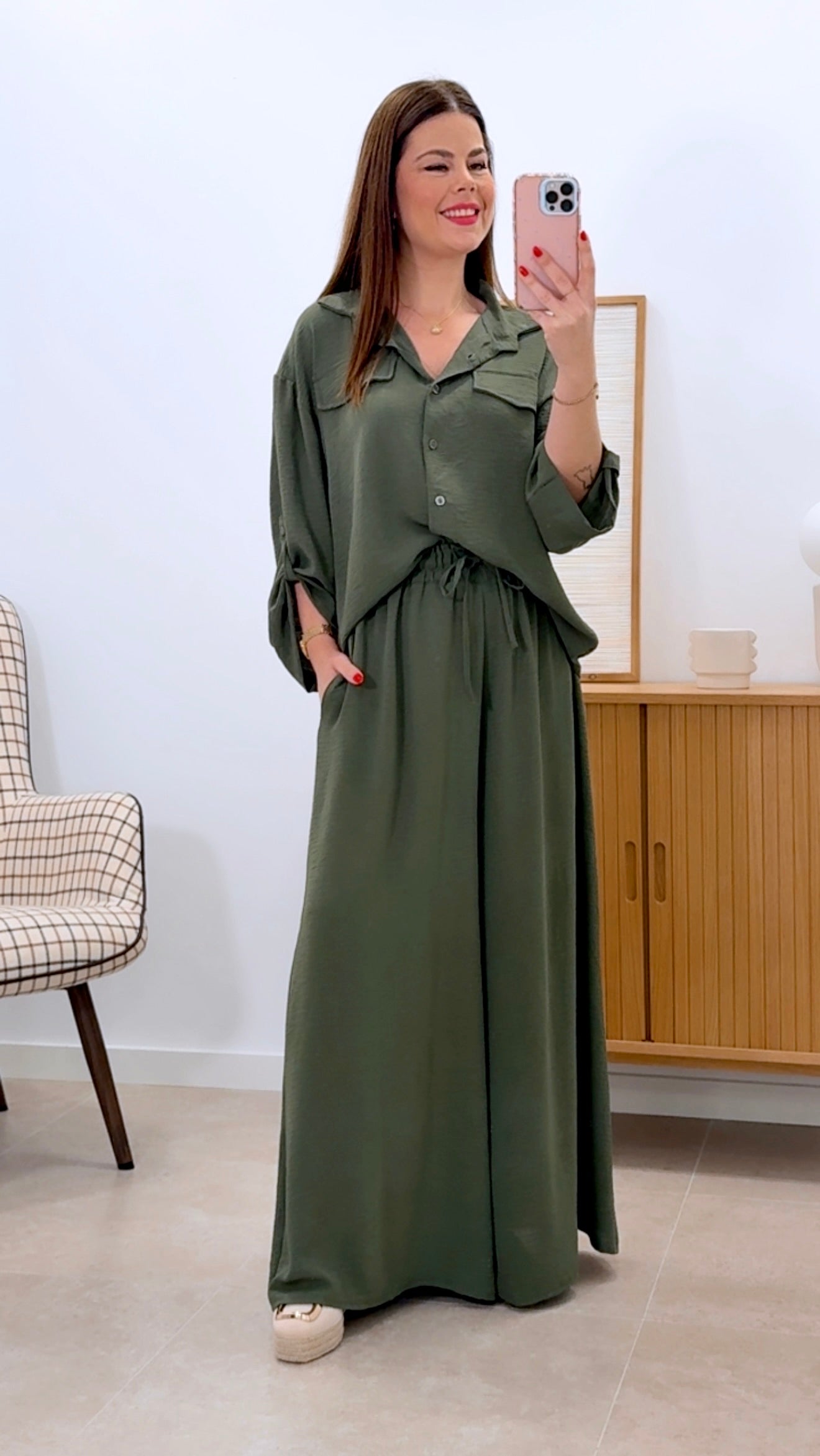 CONJUNTO CAMISA + PANTALÓN ANCHO LISO