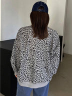 Women Casual Zip Up Front Long Sleeve Leopard Print Sweatshirt,Fall Clothes