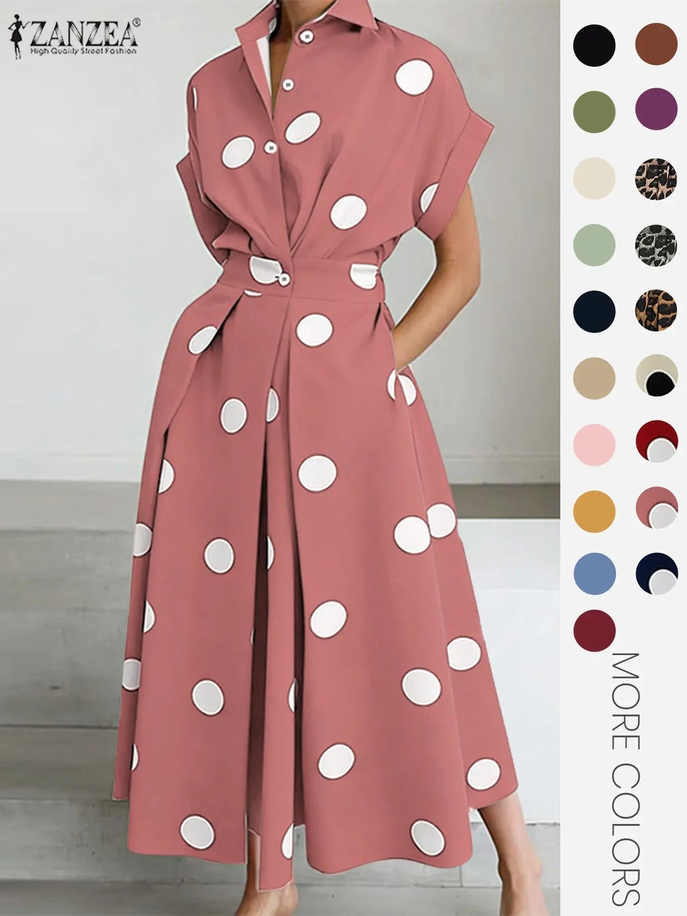Women's Solid Color Collared Dress, Casual Short Sleeve  Dress for Summer, Ladies Clothes for Daily Wear