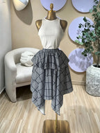 Women's Sleeveless Knit Tank Top and Asymmetrical Skirt Set