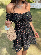 Women's Floral Print Off Shoulder Dress
