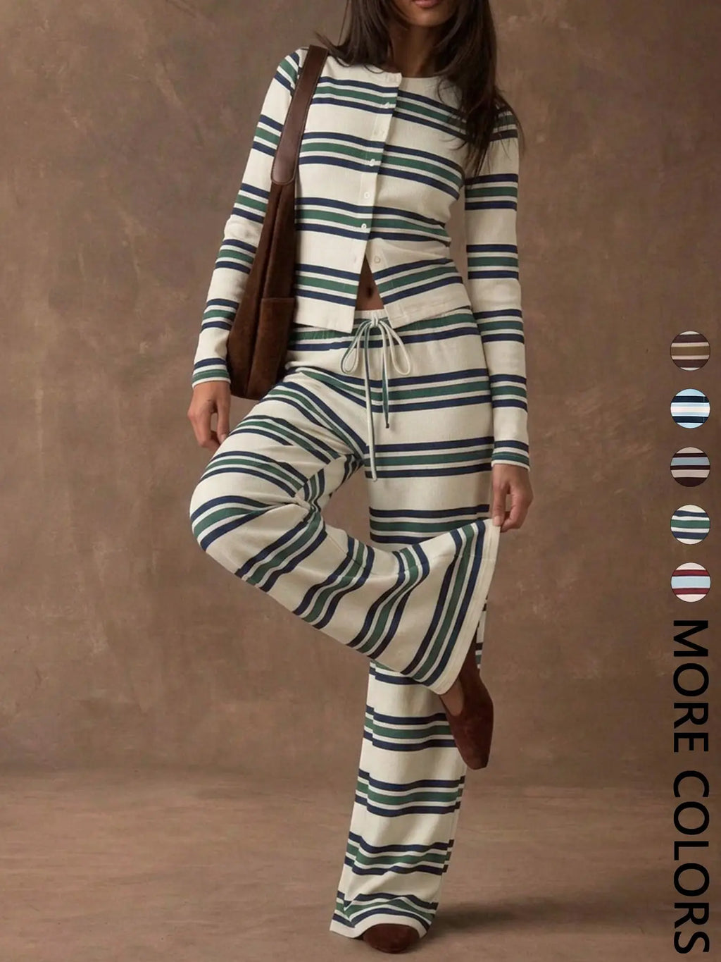 Women's Striped Knit Two-Piece Set