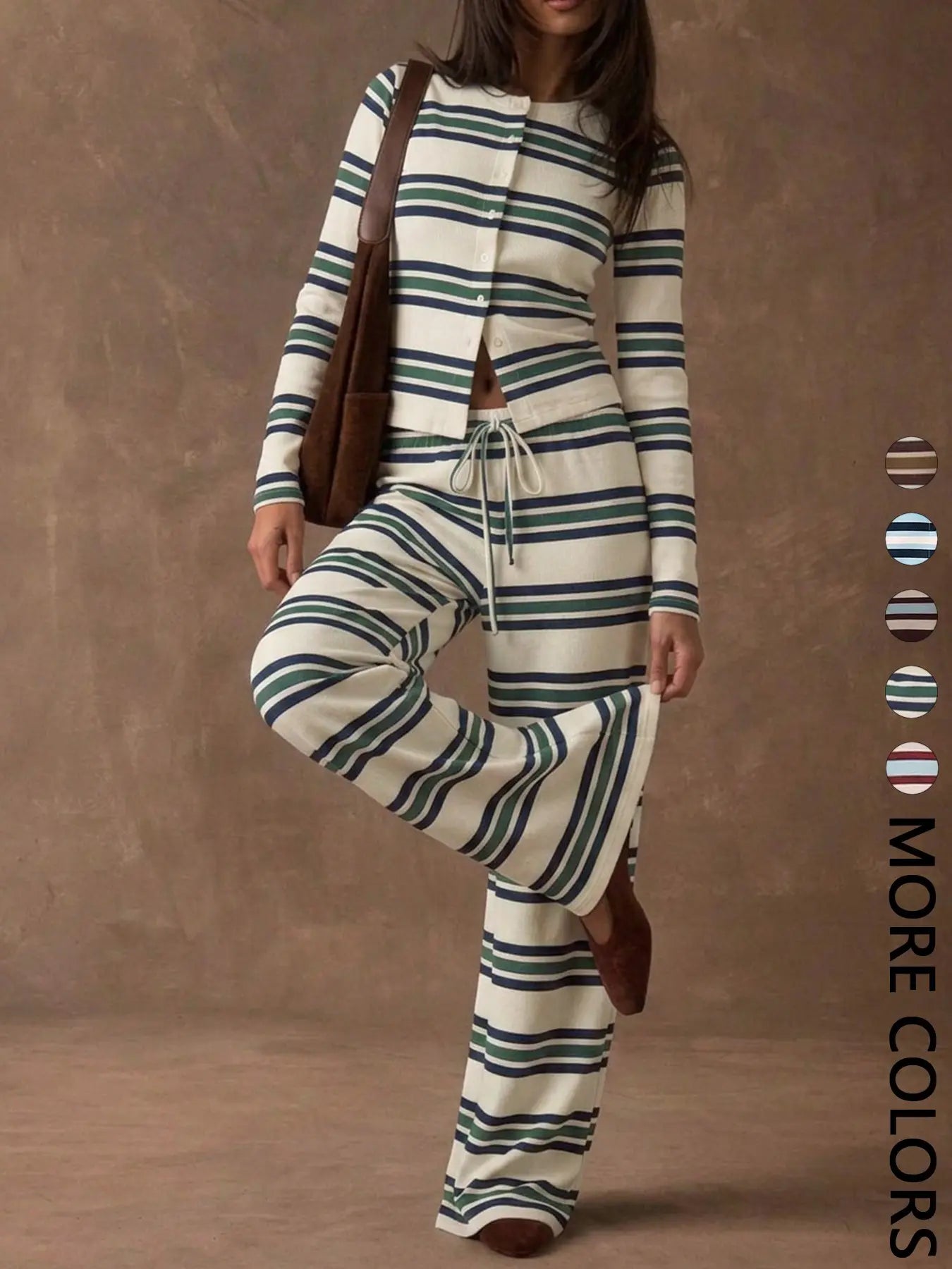 Women's Striped Knit Two-Piece Set