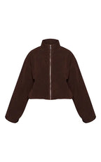 Mushroom Faux Suede Bomber Jacket