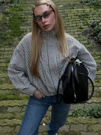 Women's Loose-Fit Plaid Bomber Jacket