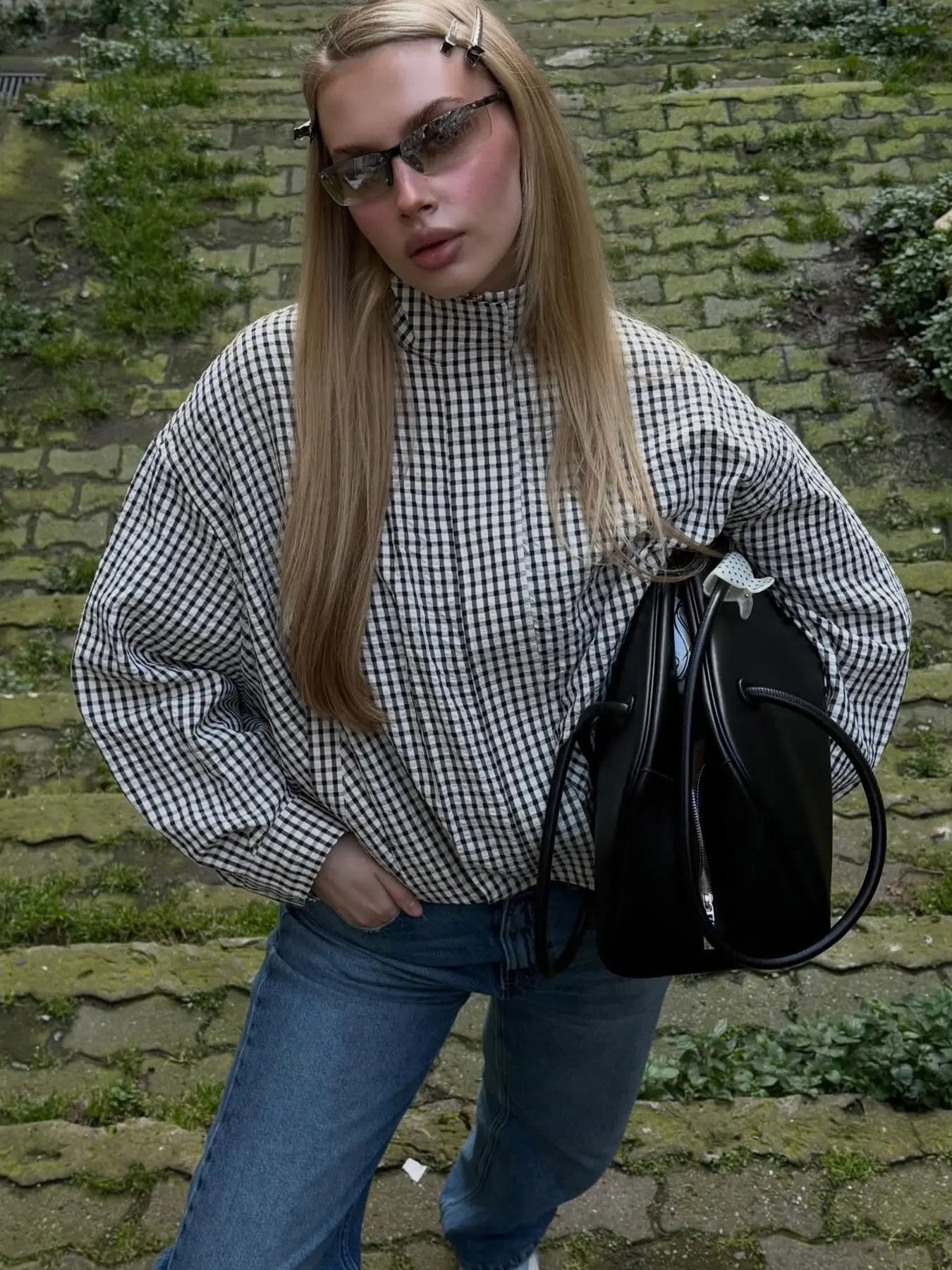 Women's Loose-Fit Plaid Bomber Jacket