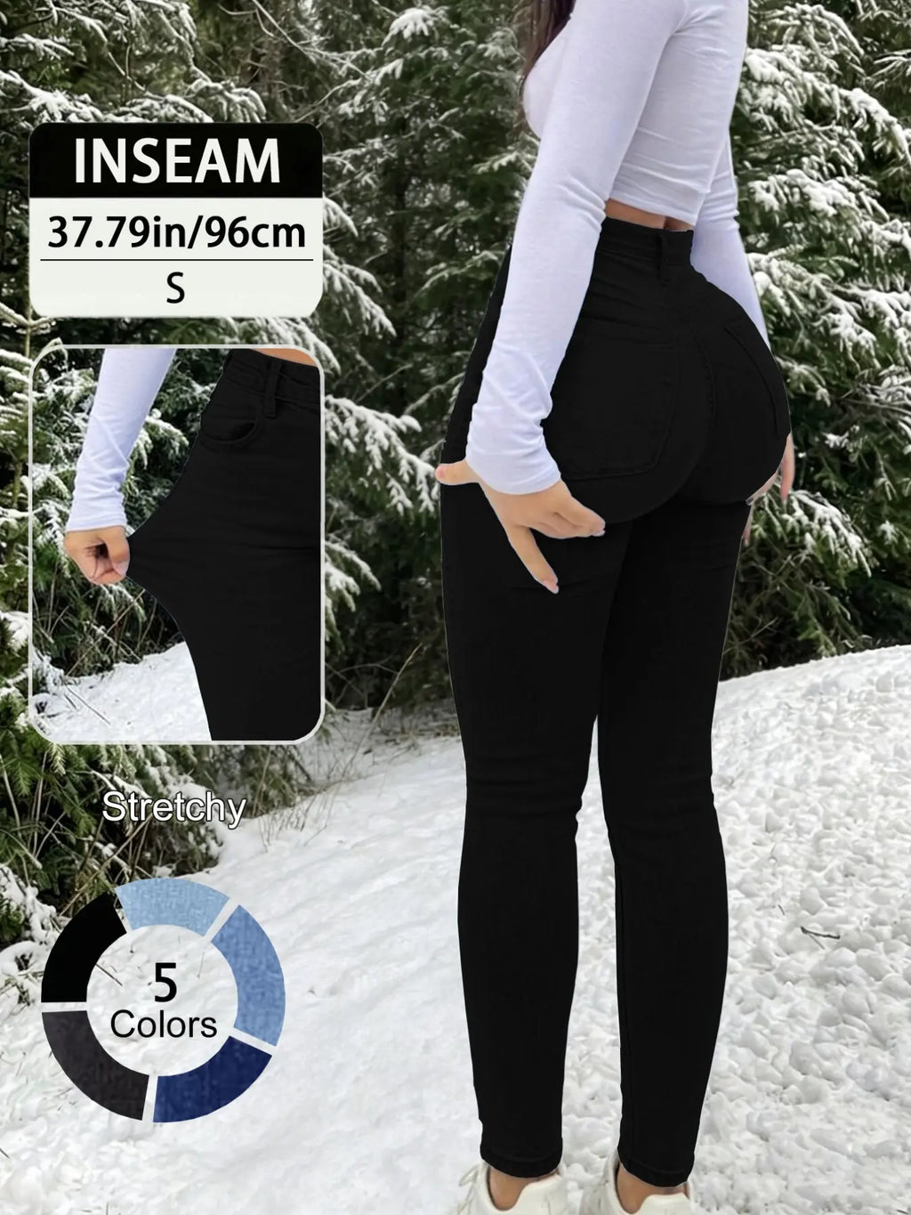 Slim-Fitting High Waisted Fitted Long Denim Jean Pants