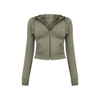 Sea green zip-up slim-fit sportswear set, two-piece set including top and trousers.