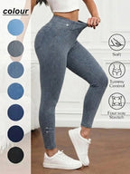 Women's High-Waisted Compression Denim Long Pants