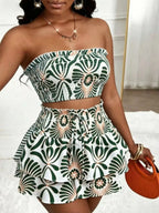 Women's cropped vest and mini skirt set