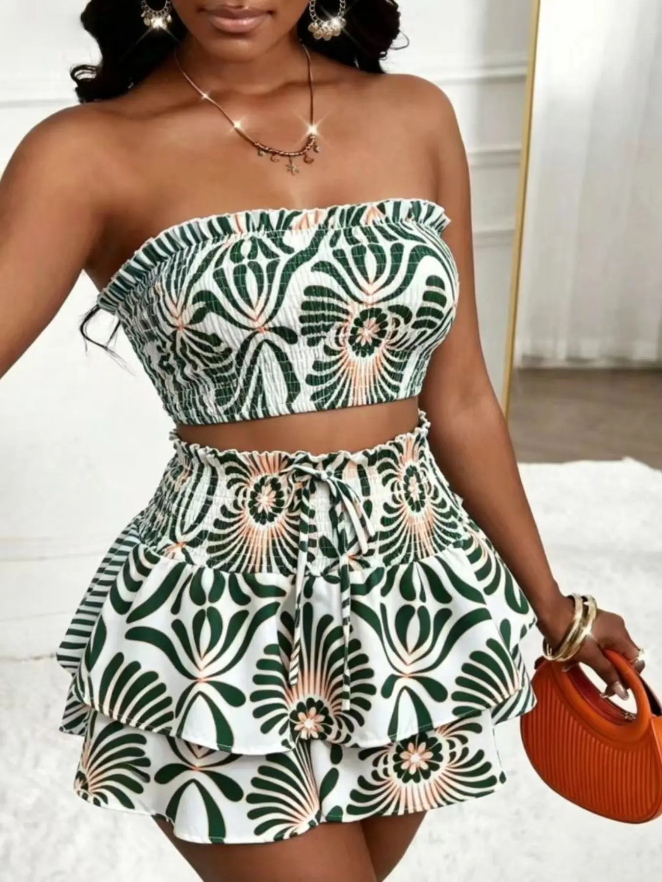 Women's cropped vest and mini skirt set