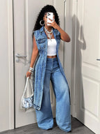 Women's Sleeveless Denim Jacket Jean Vest