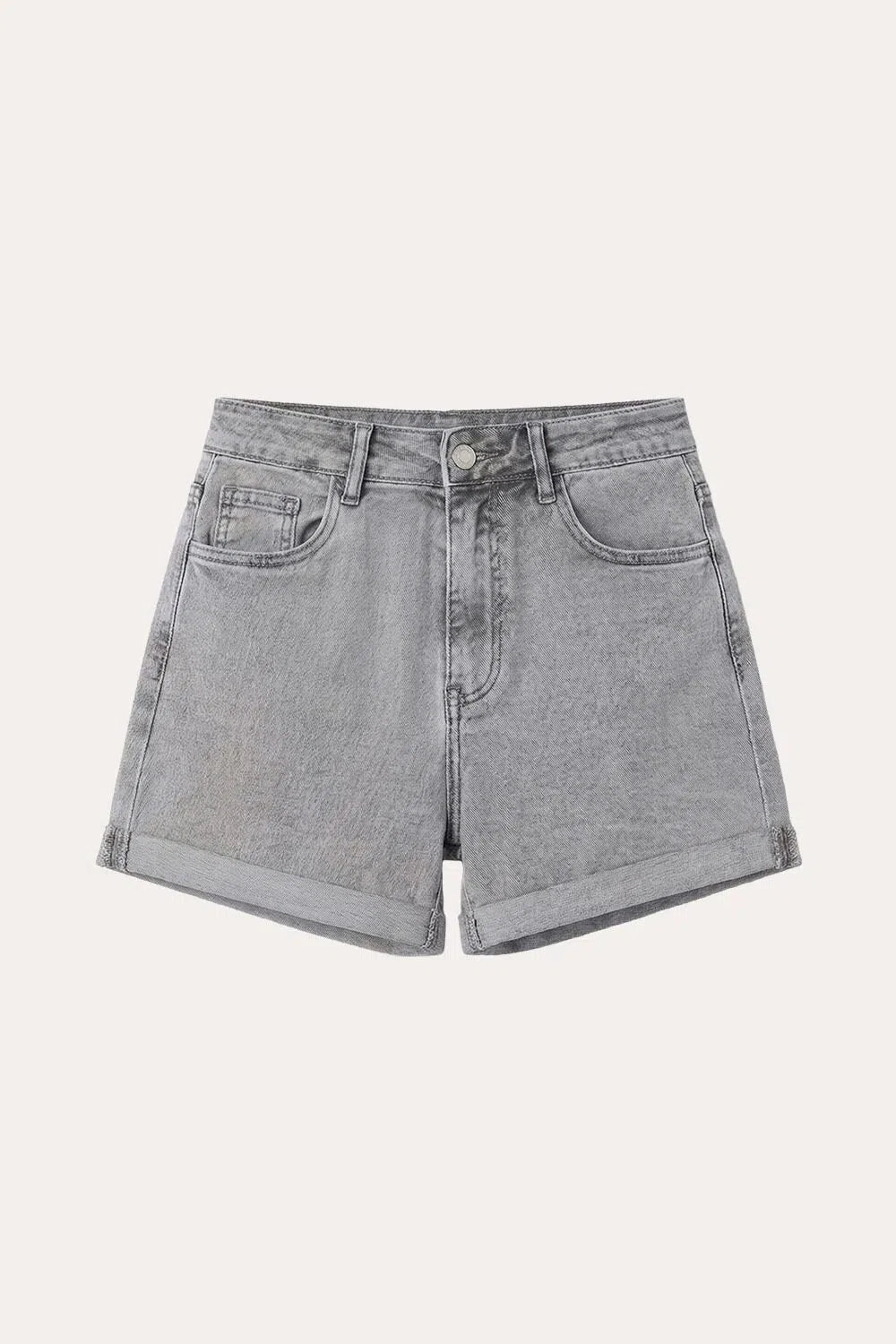 Women's stretch high-waisted rolled-up denim shorts