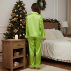 Mommy and Me Pajamas Christmas Family Matching Sleepwear Long Sleeve Lapel V Neck Button Down Tops and Elastic Waist Pants Loungewear
