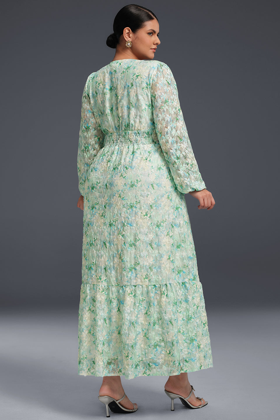 Curveins Plus Size V-Neck Floral Maxi Dress