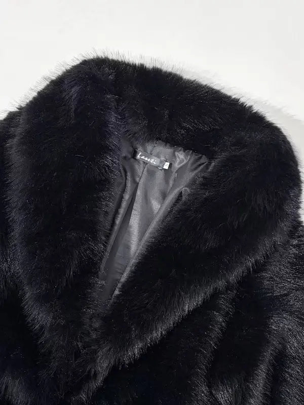 Women's Solid Color Open Front Faux Fur Coat, Elegant Long Sleeve Waterfall Collar Outerwear for Fall & Winter, Women's Clothing for Daily Wear,  Clothing for Women