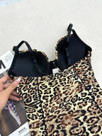 Elegant Leopard Print Body Shaping Dress, Adjustable Strap, Above the Knee, Casual Style, All Seasons, Women's Slimming Skirt, Shapewear