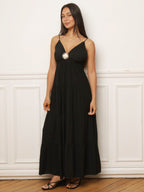 Robe longue à bijou et grands volants