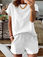 Women's Letter Print Two-Piece Set, Casual Short Sleeve T-Shirt and Sweatpants for Summer, Women's Everyday Wear