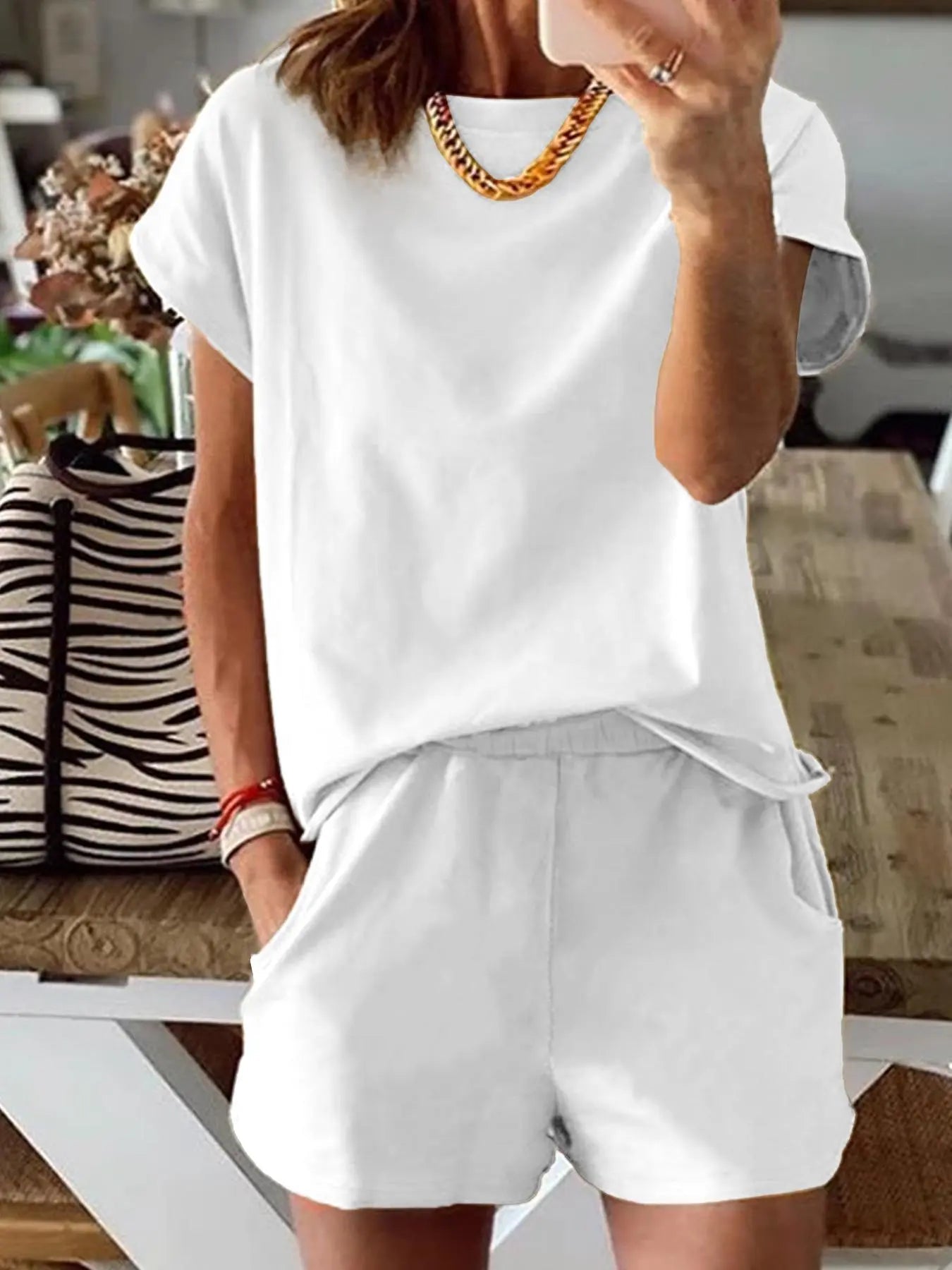 Women's Letter Print Two-Piece Set, Casual Short Sleeve T-Shirt and Sweatpants for Summer, Women's Everyday Wear