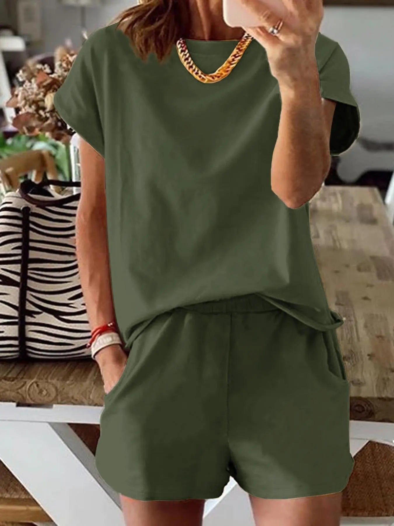 Women's Letter Print Two-Piece Set, Casual Short Sleeve T-Shirt and Sweatpants for Summer, Women's Everyday Wear