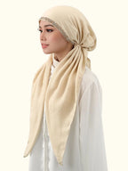 Women's Fashion Plain Bejeweled Stretchy Cap, Casual Versatile Simple Hijab, Breathable Sun Protection Sweat-Wicking Jersey Hijabs