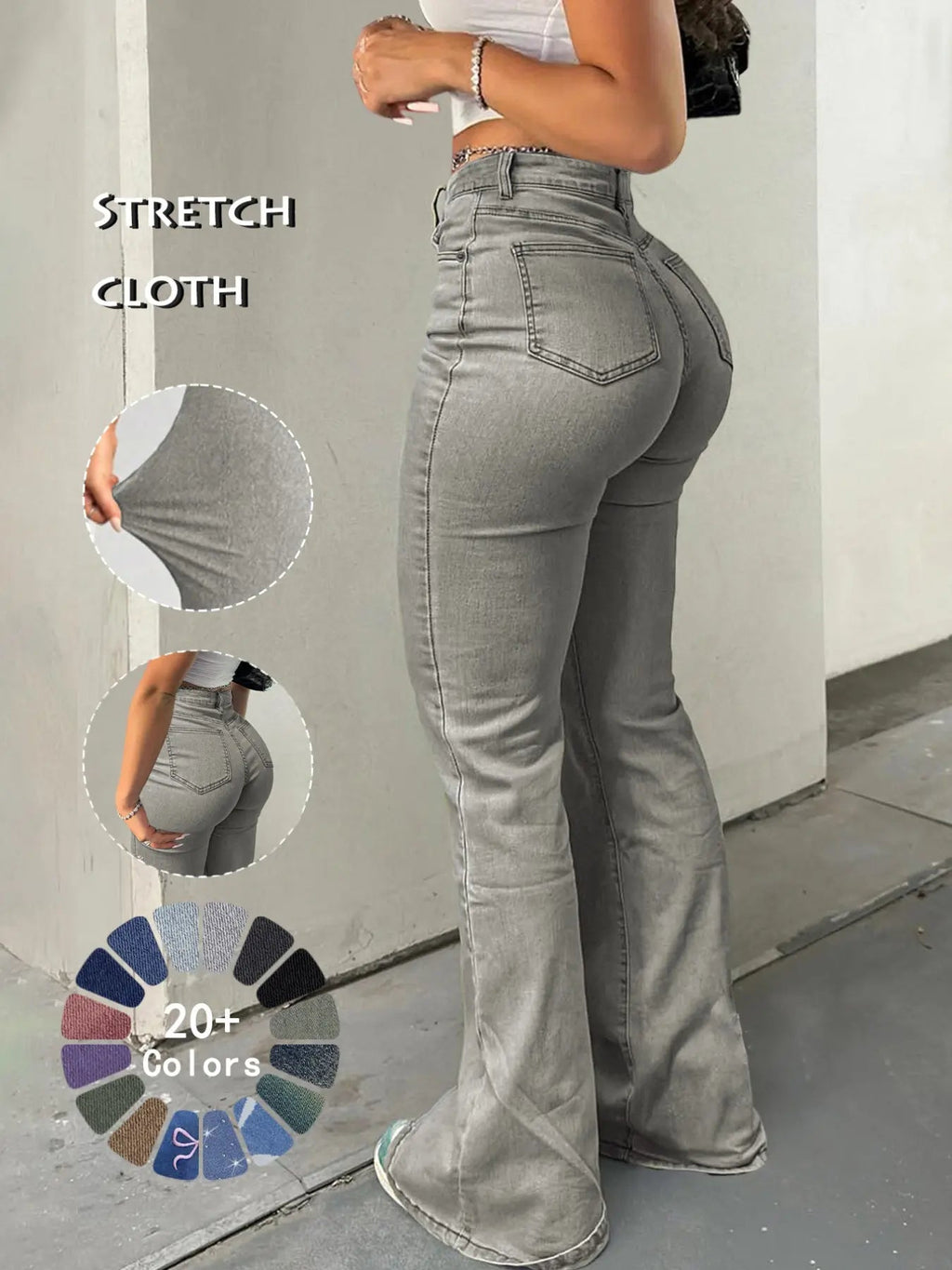 Y2K Women's High Waist Flare Leg Jeans,Casual Button Fly Pocket Design Bell Bottom Denim,Women's Bottoms for Daily Wear,000 Jeans,Fashionable And Versatile Women's Jeans,Suitable For Spring,Summer,Autumn And Winter