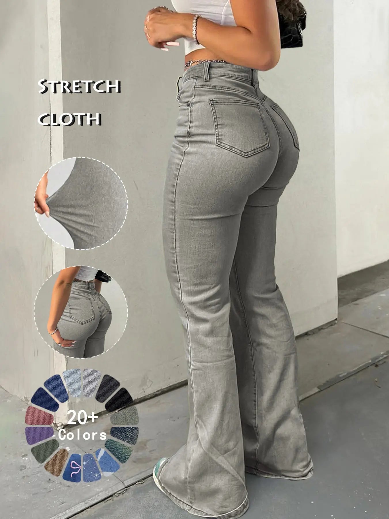 Y2K Women's High Waist Flare Leg Jeans,Casual Button Fly Pocket Design Bell Bottom Denim,Women's Bottoms for Daily Wear,000 Jeans,Fashionable And Versatile Women's Jeans,Suitable For Spring,Summer,Autumn And Winter