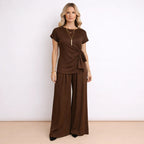 Completo Con Pantalone Fluido E Maglia Con Fiocco