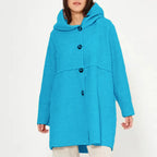 Women's autumn/winter hooded button-up coat, stylish and versatile, suitable for various occasions.