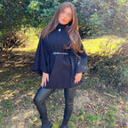 Belted Cape With Belt, High Neck with Button Fits Up To A Size30Autumn/Winter