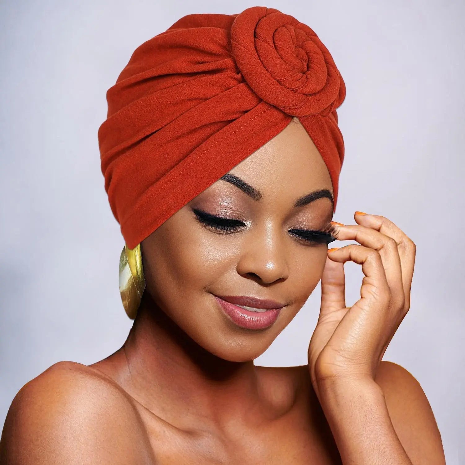 Women's Elegant Solid Color Flower Decor Turban Hat, Casual Trendy Head Wrap, Fashionable Clothes Accessories for Daily Use