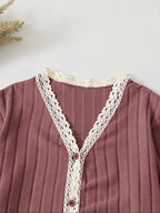 Women's V Neck Long Sleeve Pajama Set, Casual Fitted Sleepwear for All Seasons, Elegant Home Wear, 2pcs New Arrival