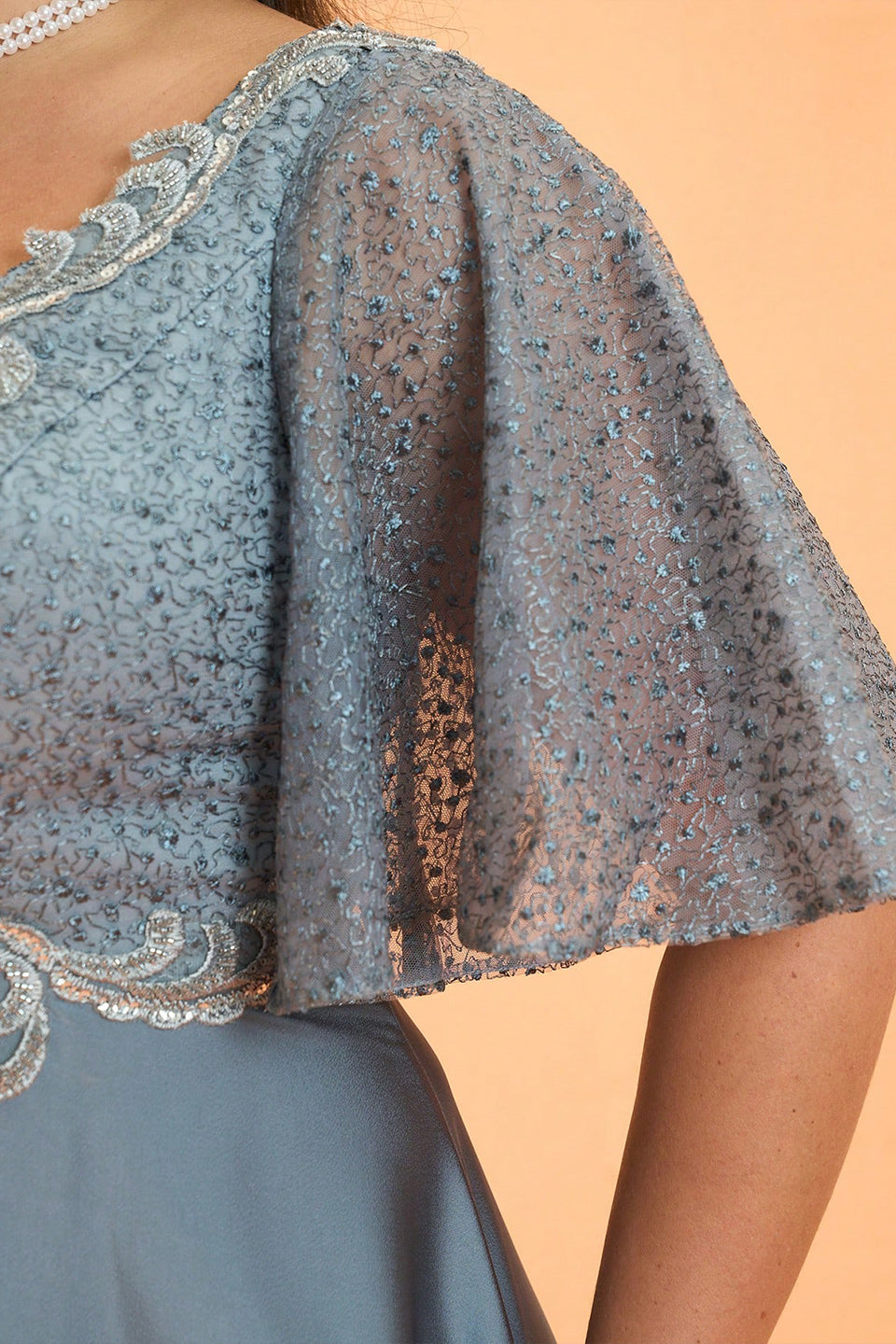 Curveins Plus Size V-Neck Batwing Sleeve Patchwork Maxi Dress
