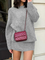 Autumn Winter Women's Stylish Commuter Two-Piece Set, Casual Elegance with Knitted Top and Skirt, Perfect for Fashionable Outings, Womenswear