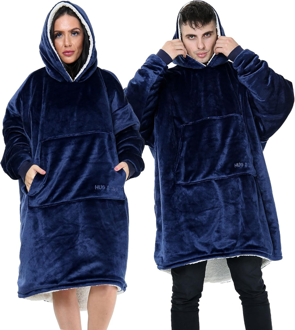 Oversized Hoodie Blanket Men Women, Ultra Soft Sherpa Fleece Warm Cosy Wearable Throw Sweatshirt Snuggle Oodies for Adults Teens with Big Pocket