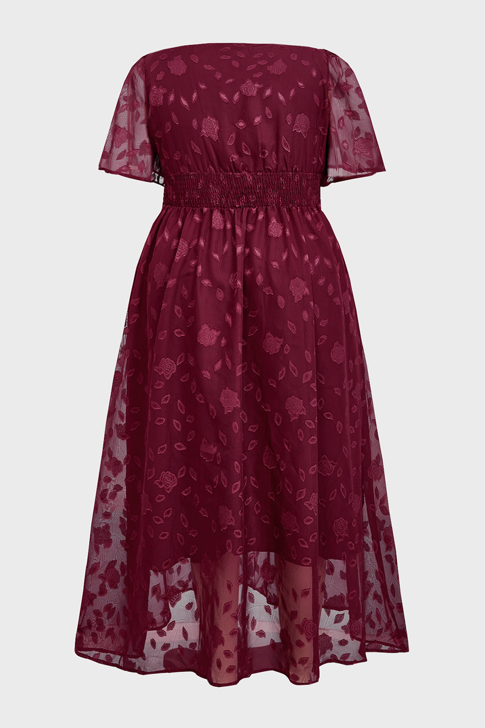 Curveins Plus Size V-Neck High-Waist Pleated Maxi Dress