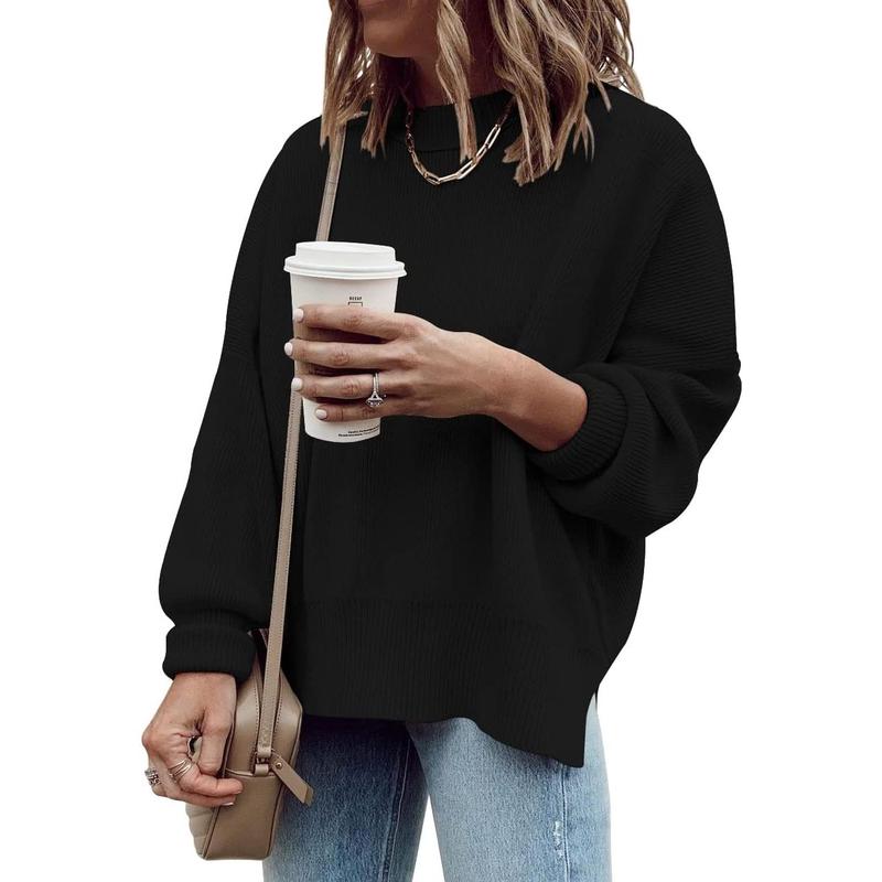 Womens Oversized Tunic Sweaters Fall Slouchy Long Sleeve Ribbed Knit Side Slit Pullover Jumper