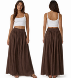 Jupe longue fluide taille haute – coupe ample élégante avec taille élastique confortable look chic et moderne