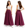 Jupe longue fluide taille haute – coupe ample élégante avec taille élastique confortable look chic et moderne