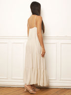 Robe longue à bijou et grands volants
