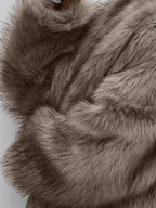 Women's Solid Color Open Front Faux Fur Coat, Elegant Long Sleeve Waterfall Collar Outerwear for Fall & Winter, Women's Clothing for Daily Wear,  Clothing for Women