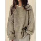 Women's Drop Shoulder Split Hem Sweater, Casual Long Sleeve Round Neck Jumper, Women's Knitwear Top for Fall & Winter, Sweaters for Women