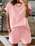 Women's Letter Print Two-Piece Set, Casual Short Sleeve T-Shirt and Sweatpants for Summer, Women's Everyday Wear