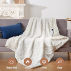 Heated Throw Blanket - Thick Tufted Sherpa Electric Blanket Throw with 10 Heating Levels and 10 Time Settings, ETL Certified Machine Washable Fast Heating Blanket Throw 50
