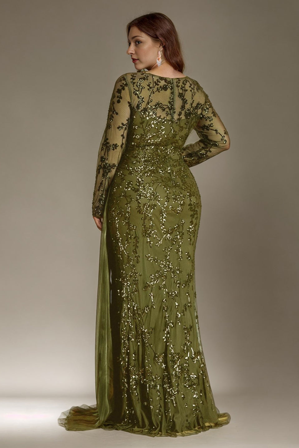 Curveins Plus Size Round Neck Embroidered Tie-Sash Bodycon Maxi Dress
