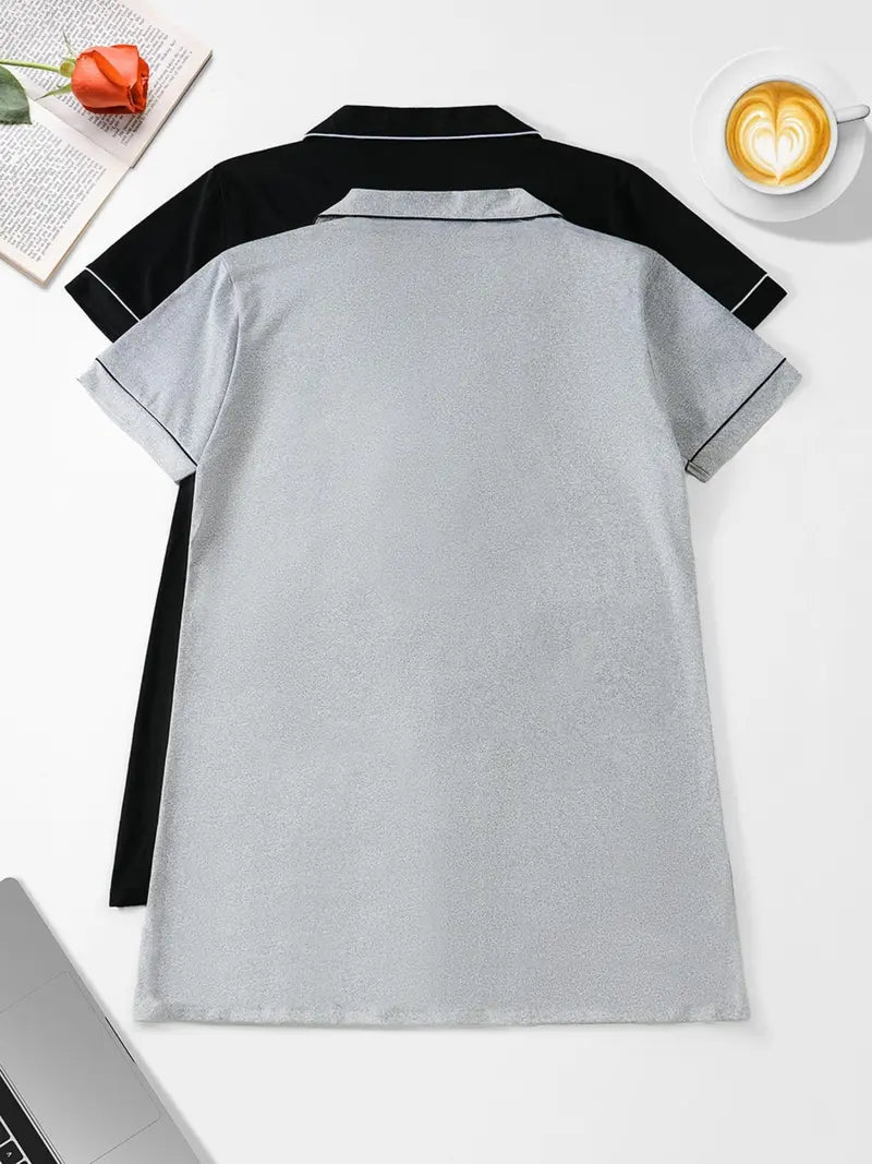 Women's Nightdress Set, Comfortable Casual Minimalist Fitted Aesthetic Homewear, Spring Summer Autumn Sleepwear Loungewear, Ladies Home Clothing, 2 Piece Outfit